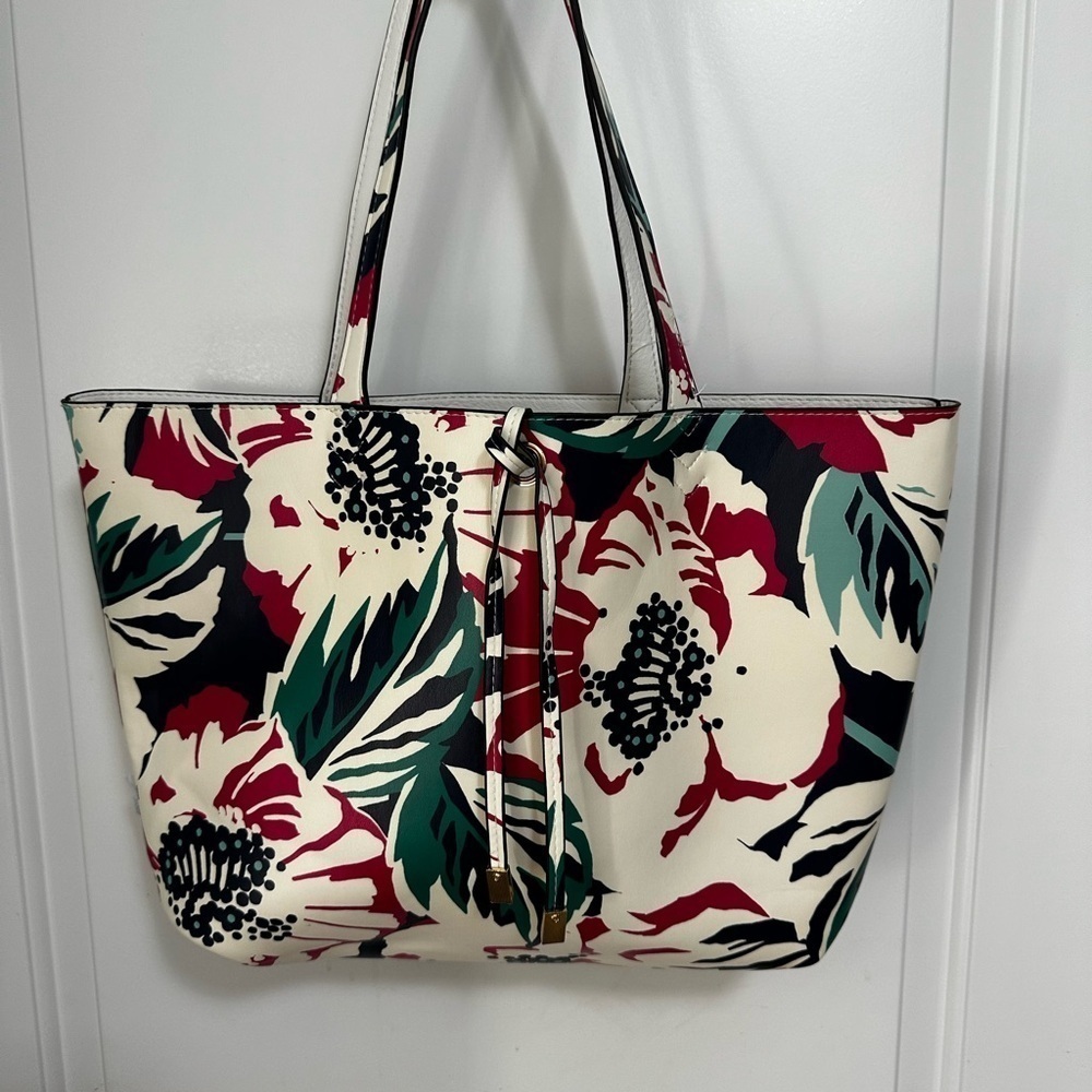Kim Rogers Reversible Floral to White PVC Tote NWT